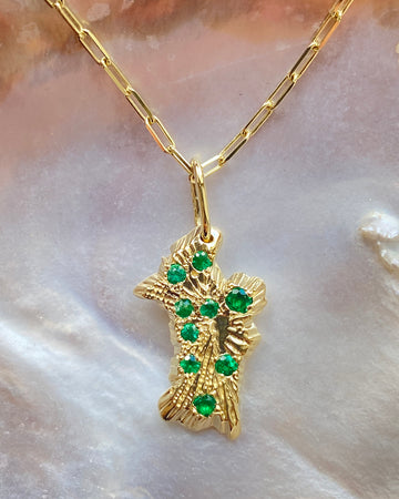 Turkmenistán - zlatý náhrdelník s Muzo smaragdy, Marquise diamantem, safírem a perlou ZAKÁZKOVÁ VÝROBA - antonielecher