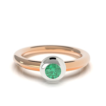 Love Bauhaus - e - designový zásnubní prsten ze 14 kt zlata 4.20 g s kolumbijským smaragdem Coscuez 0,14ct - antonielecher