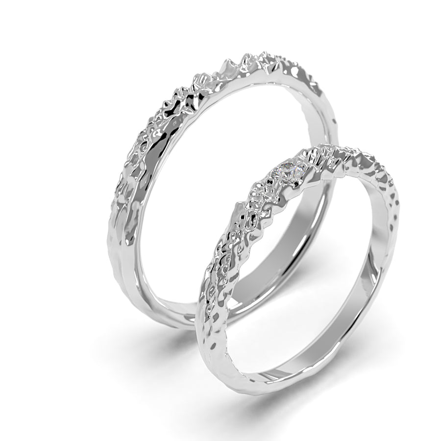 Nacre glint - designové snubní prsteny s briliantem 0.10ct bílé zlato - rhodiováno - 14kt 6,79 g - antonielecher
