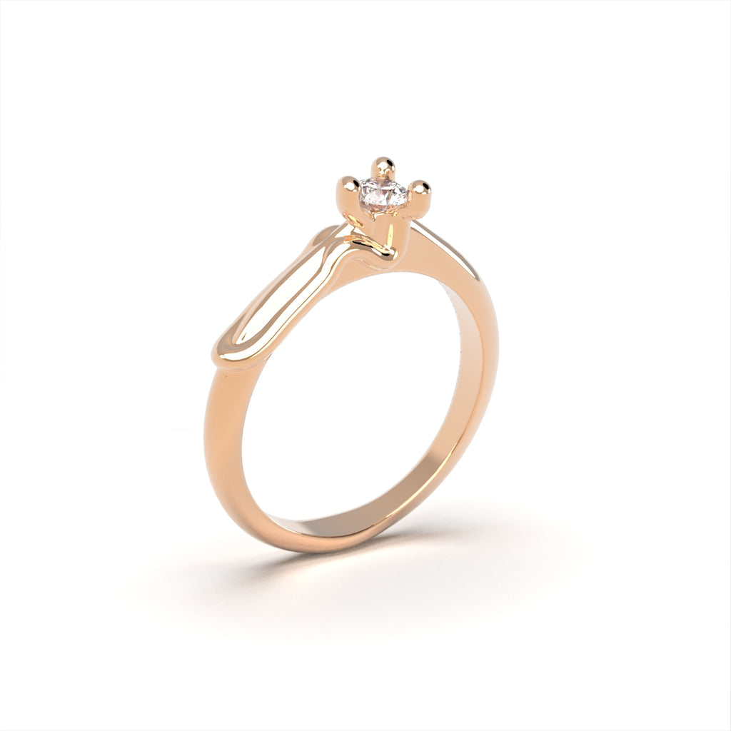 Amoris - gold engagement ring with a diamond 0.14ct