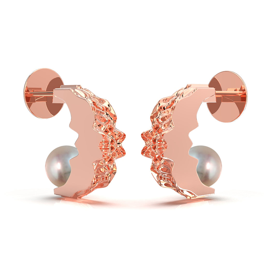 Nacre Fuctus - designové náušnice - bílou říční perlou 14kt au 10.86 g / ag 8.72 g pozlaceno - antonielecher