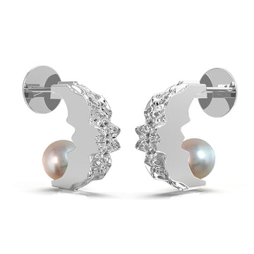 Nacre Fuctus - designové náušnice - s bílou říční perlou 14kt au 10.86 g / ag 8.72 g - antonielecher