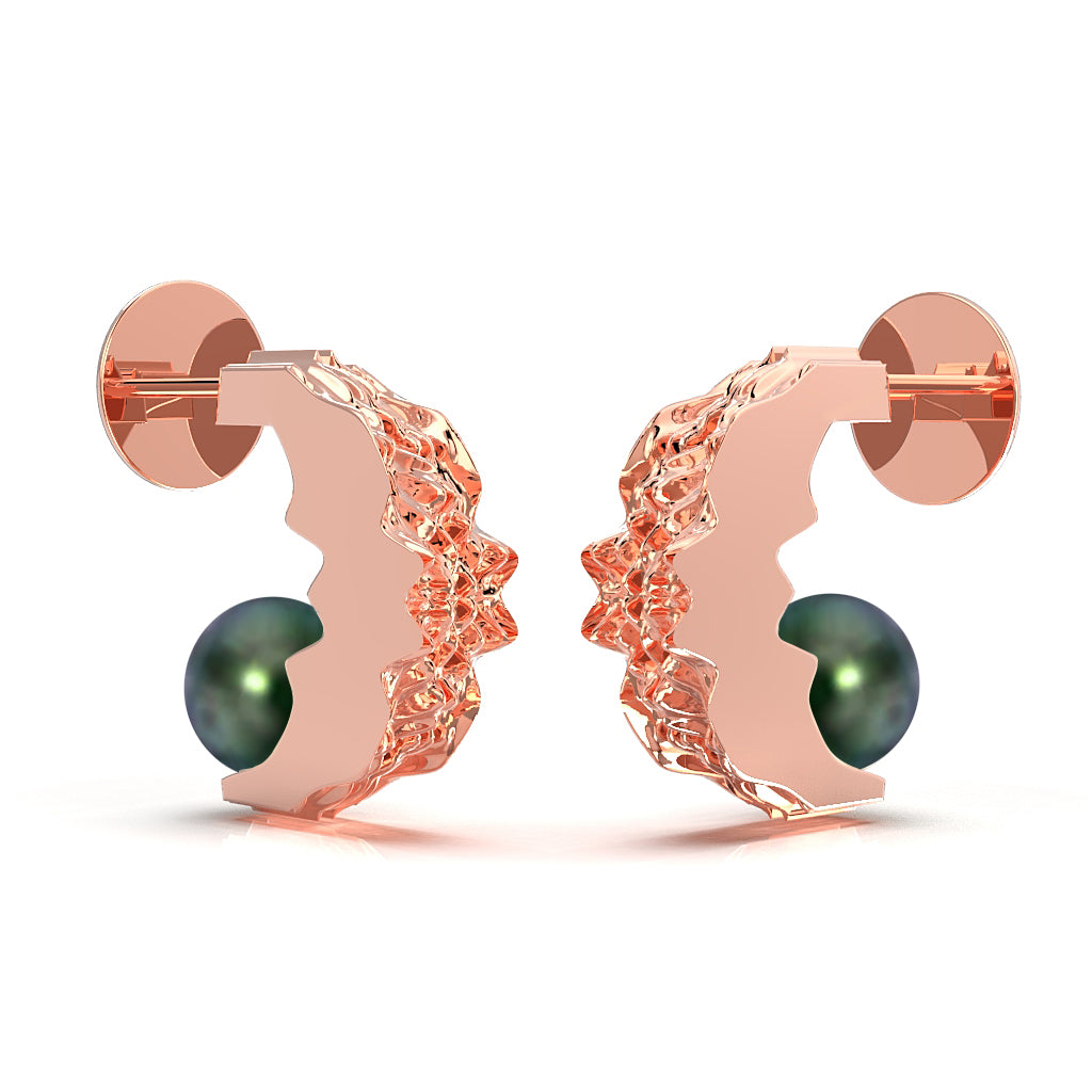 Nacre Fuctus - designové náušnice - černou říční perlou 14kt au 10.86 g / ag 8.72 g pozlaceno - antonielecher