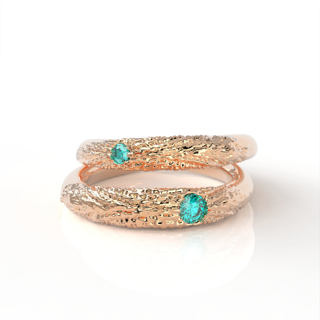 Dvojhvězda - zlatý prsten se smaragdy