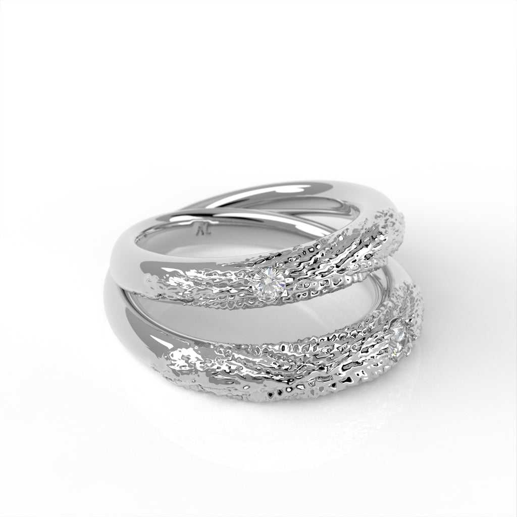 Dvojhvězda - zlatý prsten s brilianty