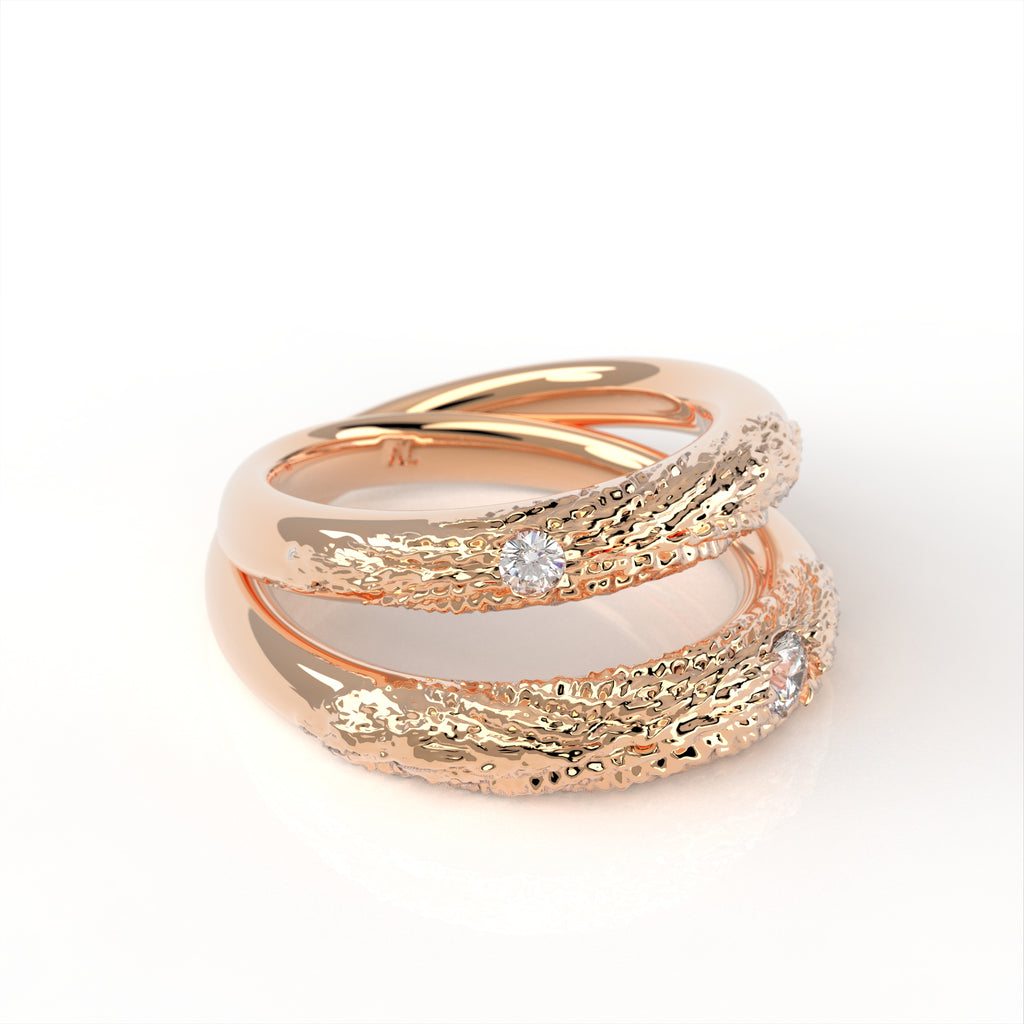 Dvojhvězda - zlatý prsten s brilianty