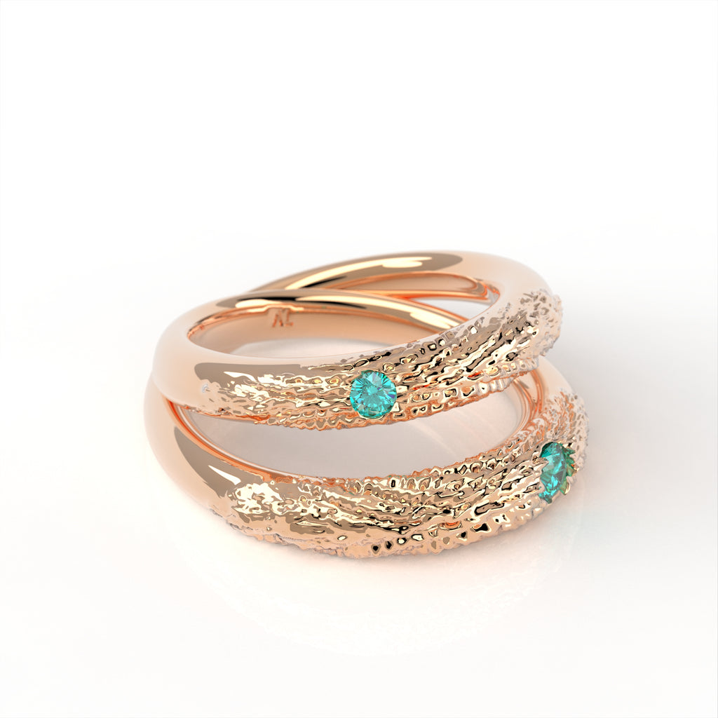 Dvojhvězda - zlatý prsten se smaragdy