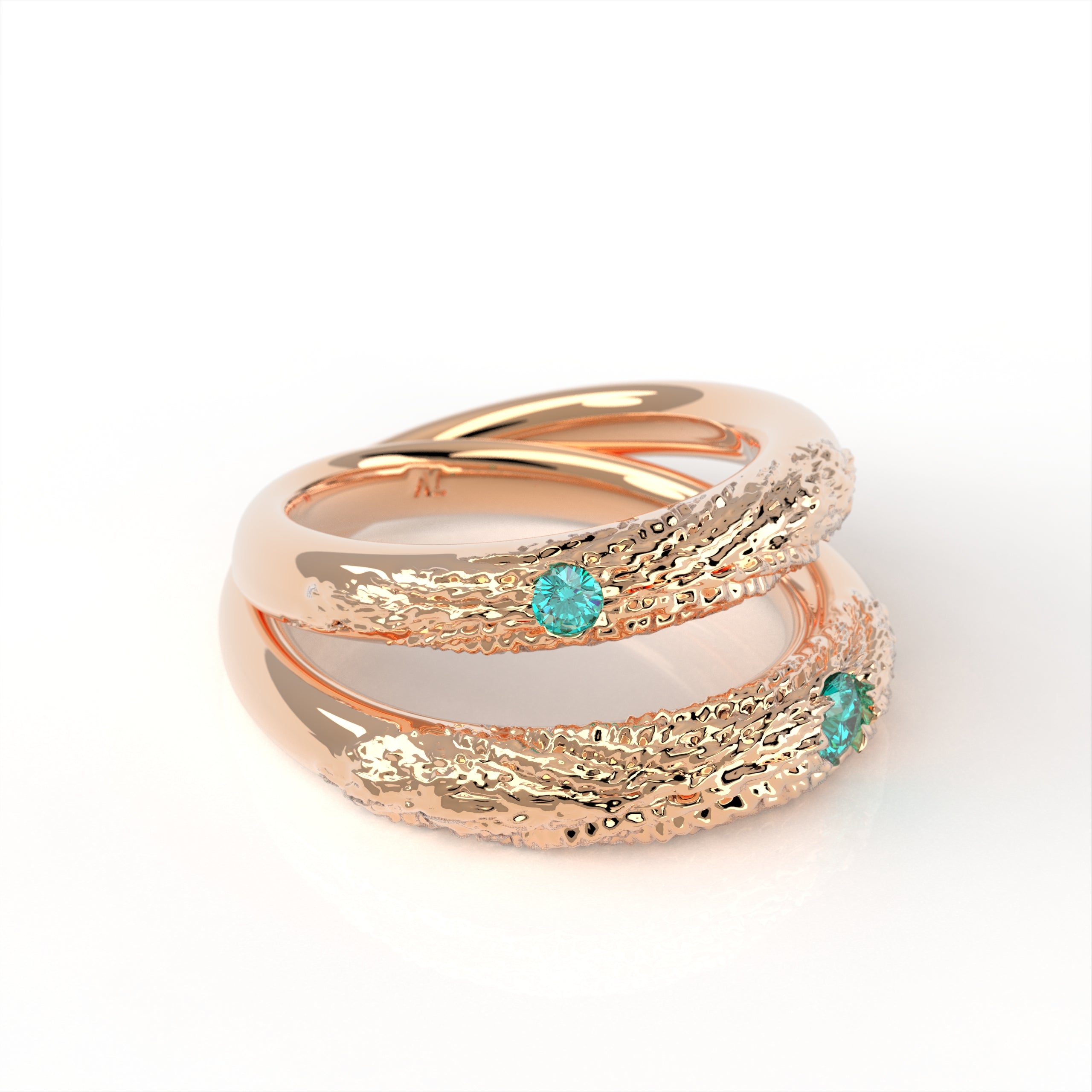 Dvojhvězda - zlatý prsten se smaragdy