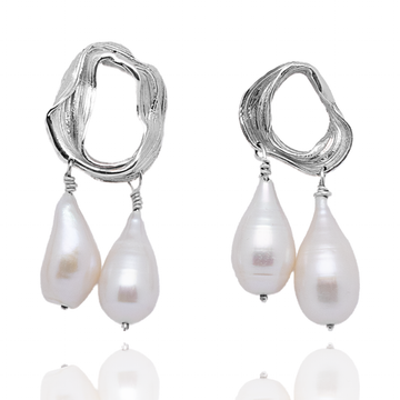 Flow - large earrings with river pearls - 925/1000 ag approx. 8 g