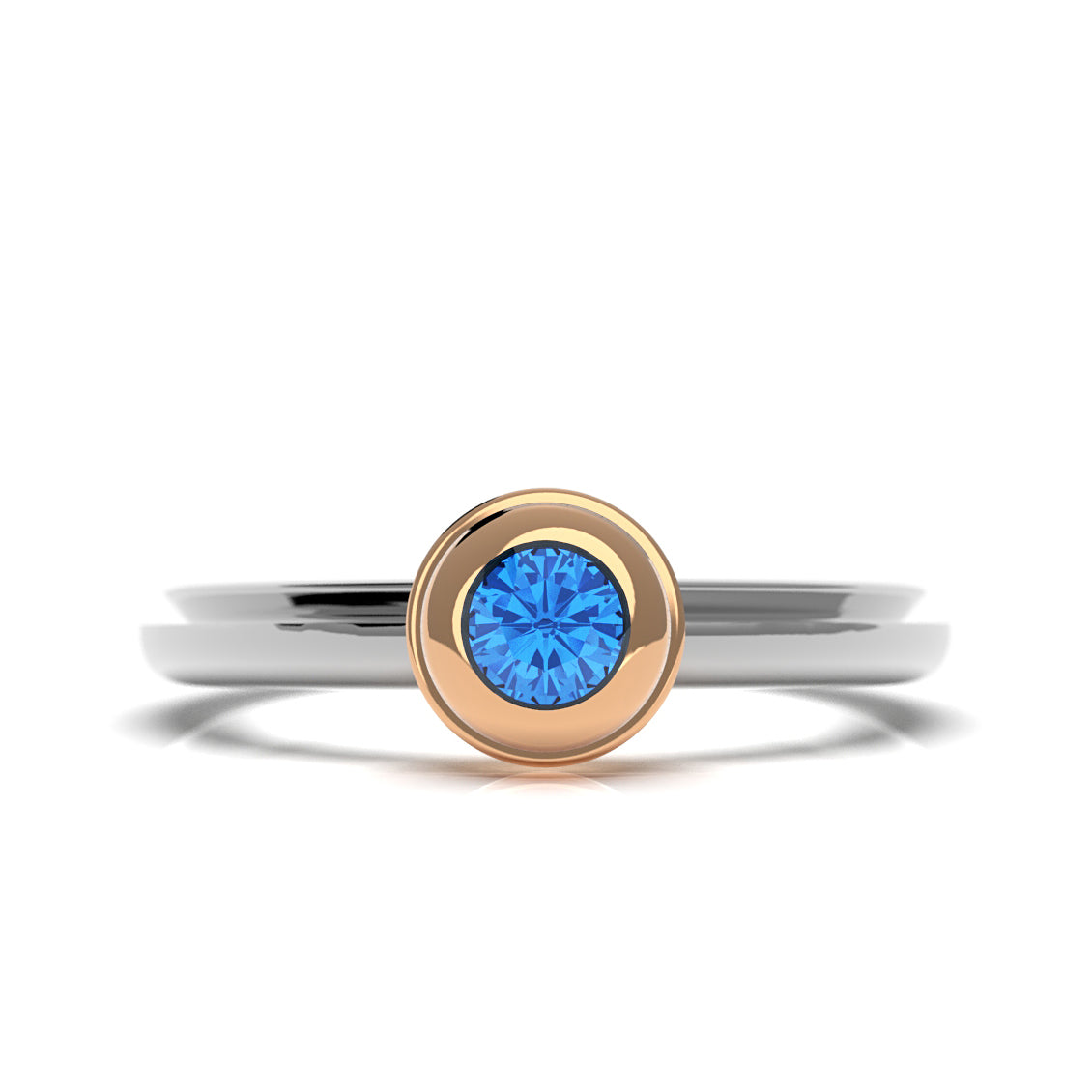 Love Bauhaus - e - designový zásnubní prsten ze 14 kt zlata 4.20 g se safírem 0,14ct - antonielecher