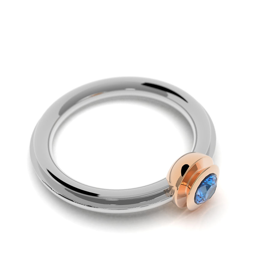Love Bauhaus - e - designový zásnubní prsten ze 14 kt zlata 4.20 g se safírem 0,14ct - antonielecher