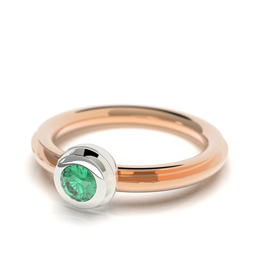 Love Bauhaus - e - designový zásnubní prsten ze 14 kt zlata 4.20 g s kolumbijským smaragdem Coscuez 0,14ct - antonielecher