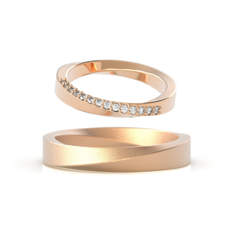 Möbius - designer wedding rings - 14 kt yellow gold 8.03 g