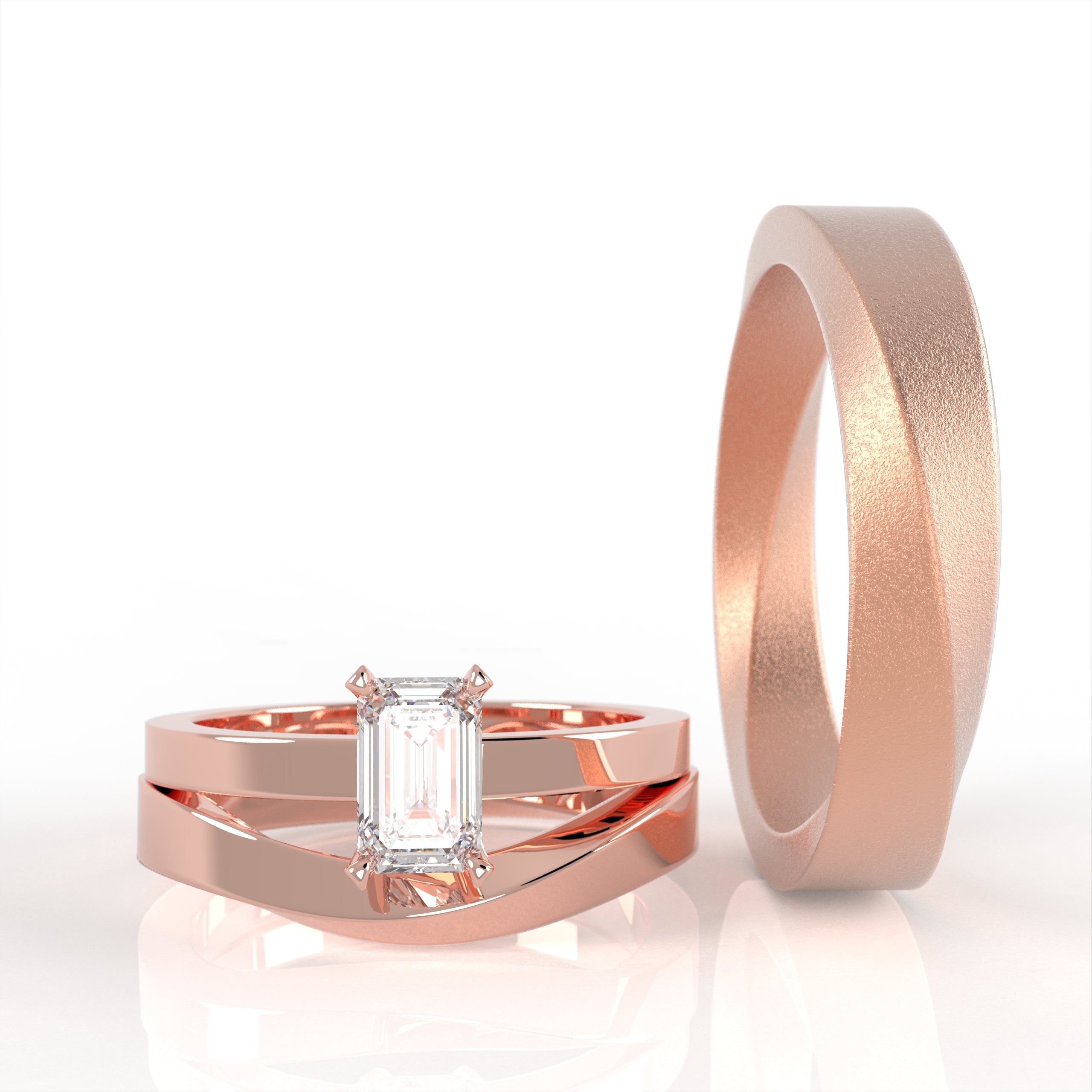 Möbius - snubní prsteny z růžového zlata