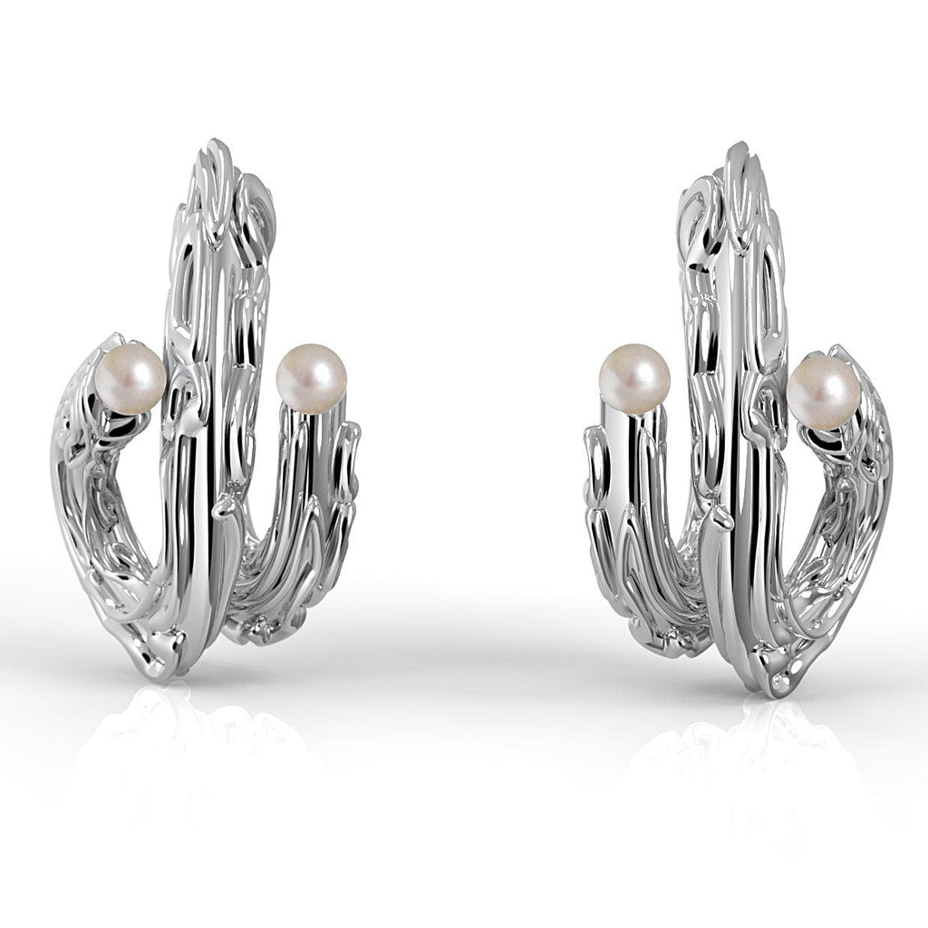 Náušnice Nacre Brain Coral designový roztahovák s říčními perlami- ag / au - antonielecher