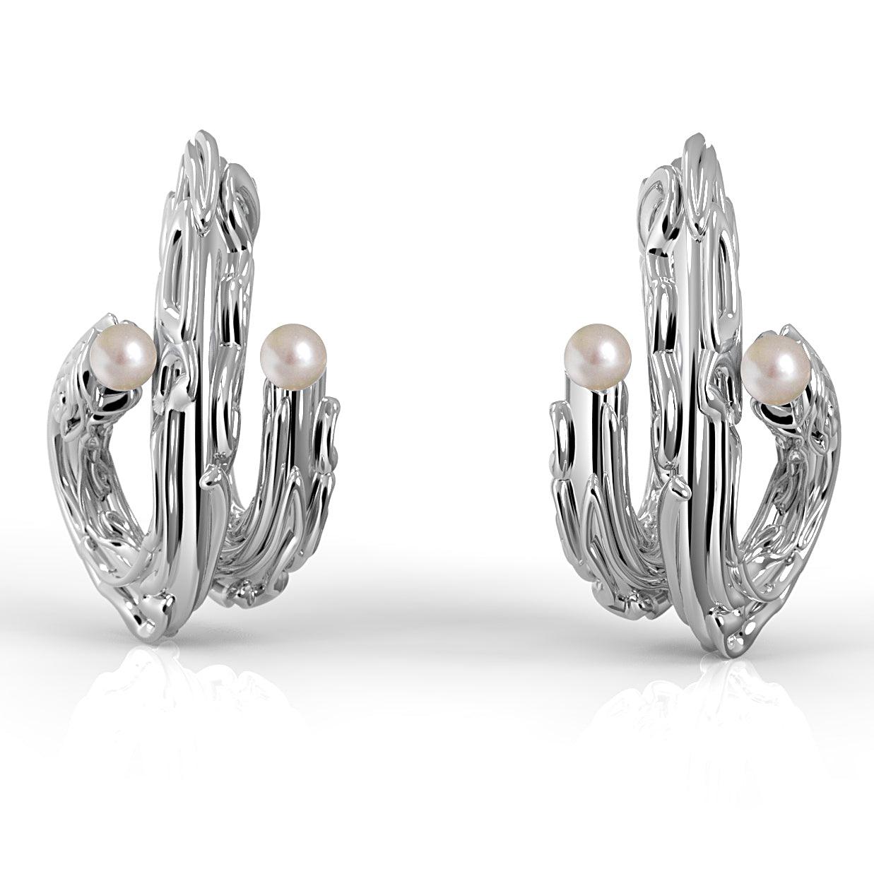 Náušnice Nacre Brain Coral designový roztahovák s říčními perlami- ag / au - antonielecher