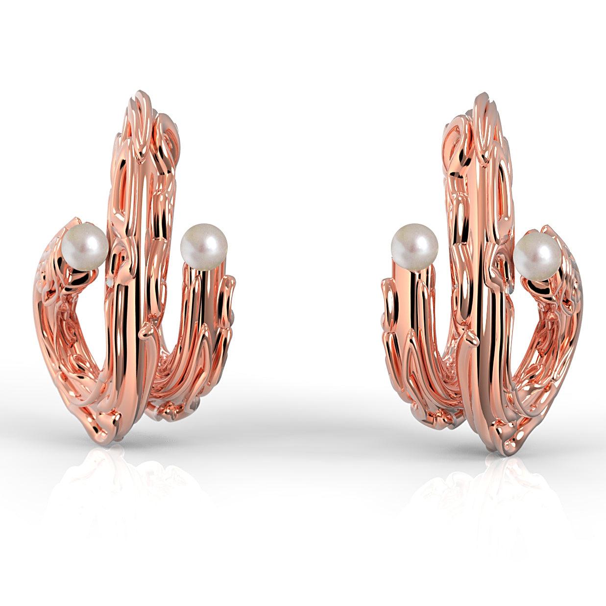 Náušnice Nacre Brain Coral designový roztahovák s říčními perlami- ag / au - antonielecher