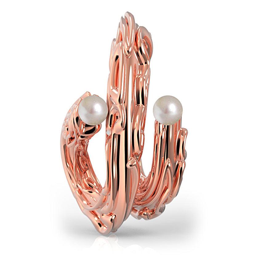 Náušnice Nacre Brain Coral designový roztahovák s říčními perlami- ag / au - antonielecher