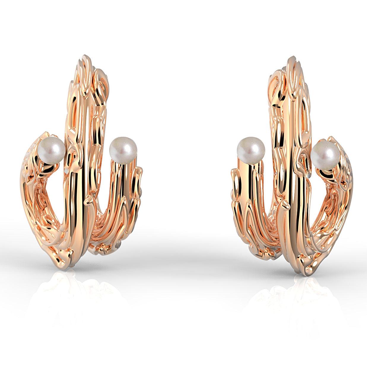 Náušnice Nacre Brain Coral designový roztahovák s říčními perlami- ag / au - antonielecher