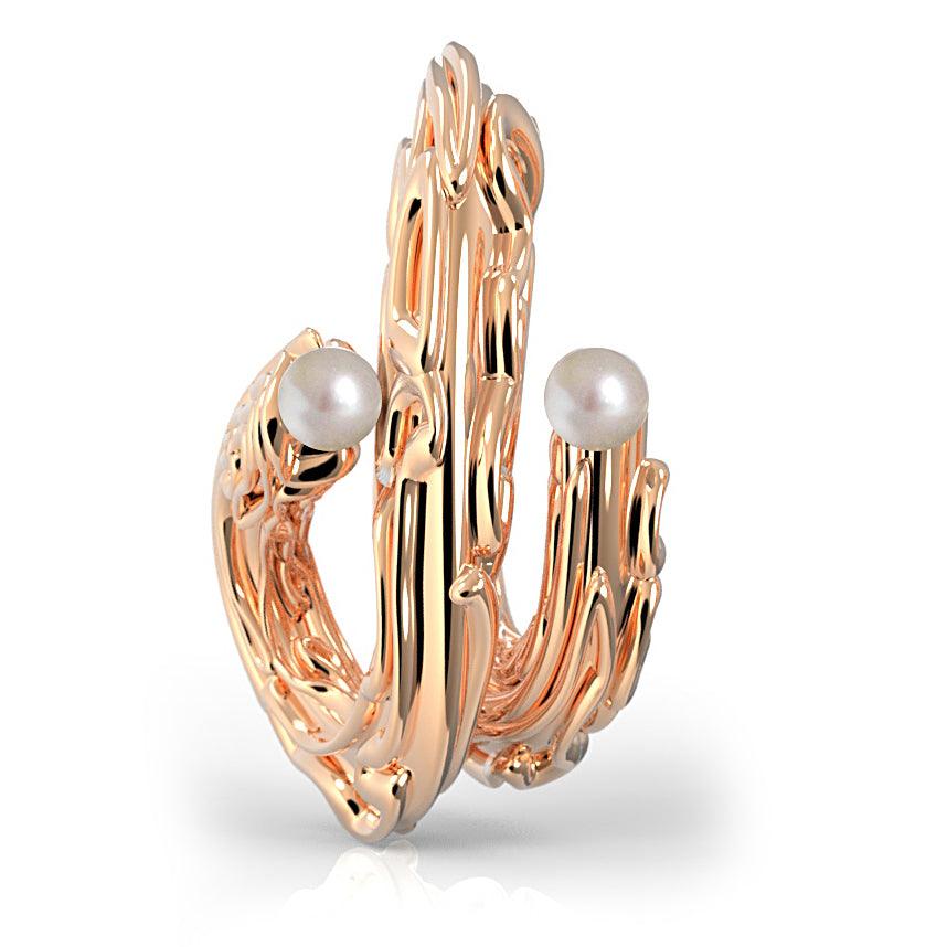 Náušnice Nacre Brain Coral designový roztahovák s říčními perlami- ag / au - antonielecher