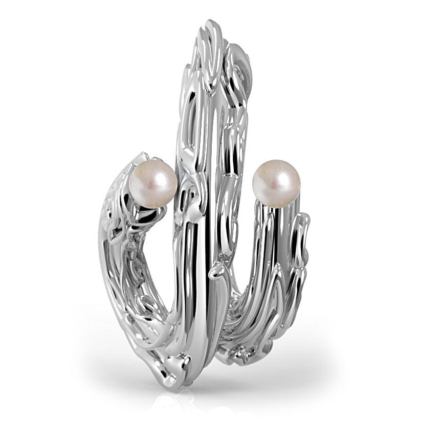 Náušnice Nacre Brain Coral designový roztahovák s říčními perlami- ag / au - antonielecher