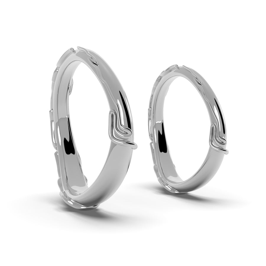 Nacre Nexus - designové snubní prsteny ze 14 kt bílého zlata cca 7,44 g