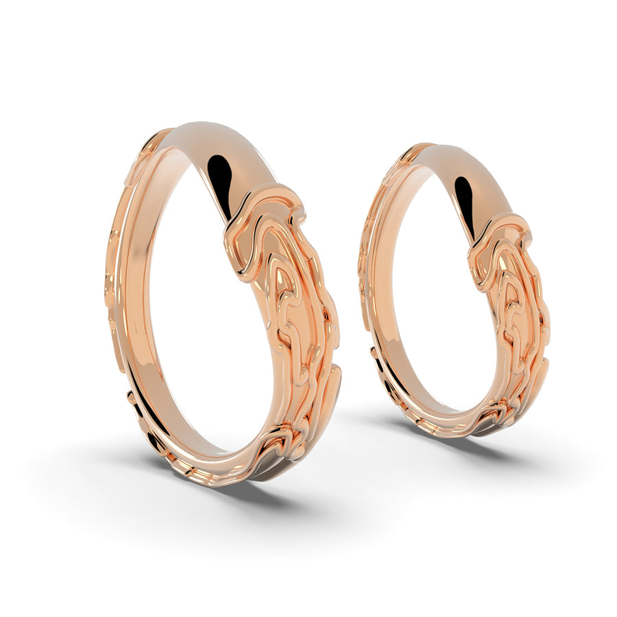Nacre Nexus - designové snubní prsteny ze 14 kt žlutého zlata 7,44 g