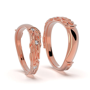 Nacre Nexus - designové snubní prsteny z 14 kt růžového zlata s brilianty cca 7,44 g - antonielecher