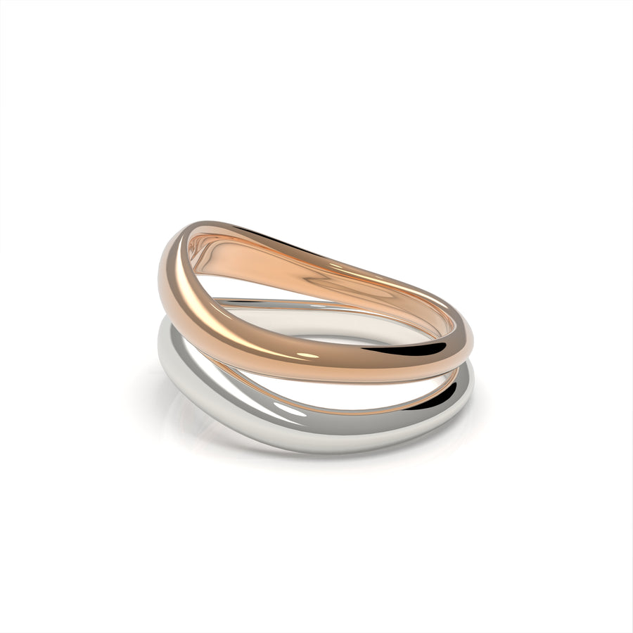 Nacre Universe Duo - designový prsten žlutý / bílý - 925/1000 ag 4,26 g nebo 14kt / 18kt au 7,21 g
