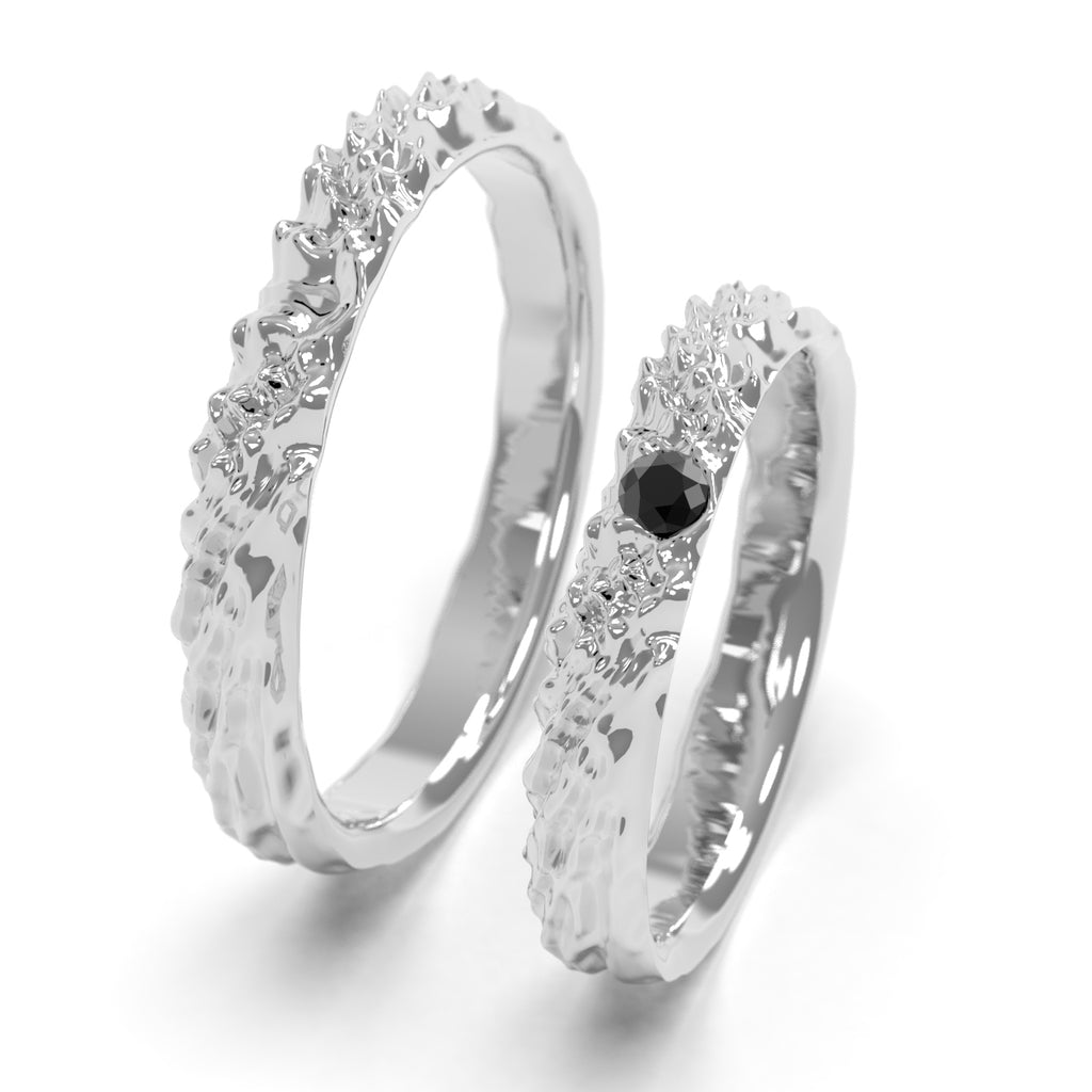 Nacre glint - designové snubní prsteny s briliantem 0.10ct bílé zlato - rhodiováno - 14kt 6,79 g - antonielecher