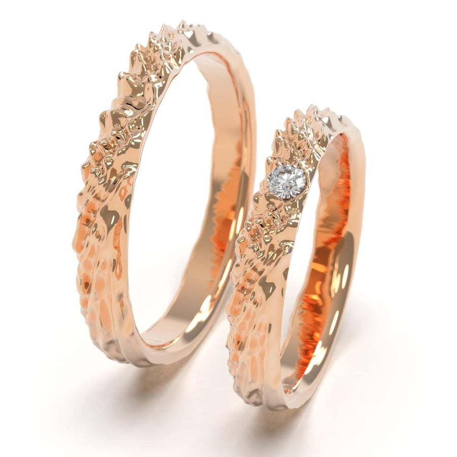 Nacre glint - designové snubní prsteny s briliantem nebo smaragdem 0.10ct žluté zlato 14 kt 6,79 g výška