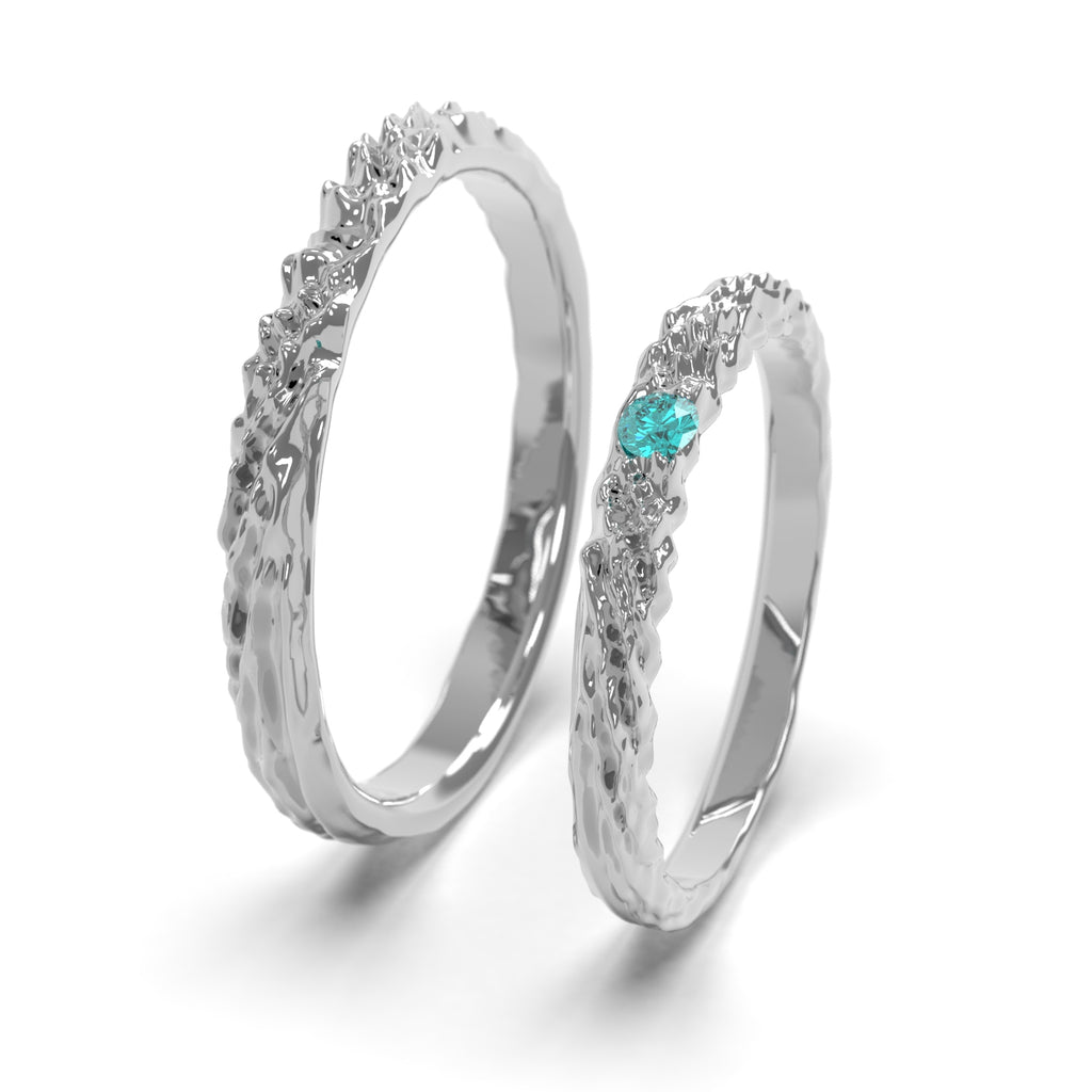 Nacre glint - designové snubní prsteny s briliantem 0.10ct bílé zlato - rhodiováno - 14kt 6,79 g - antonielecher