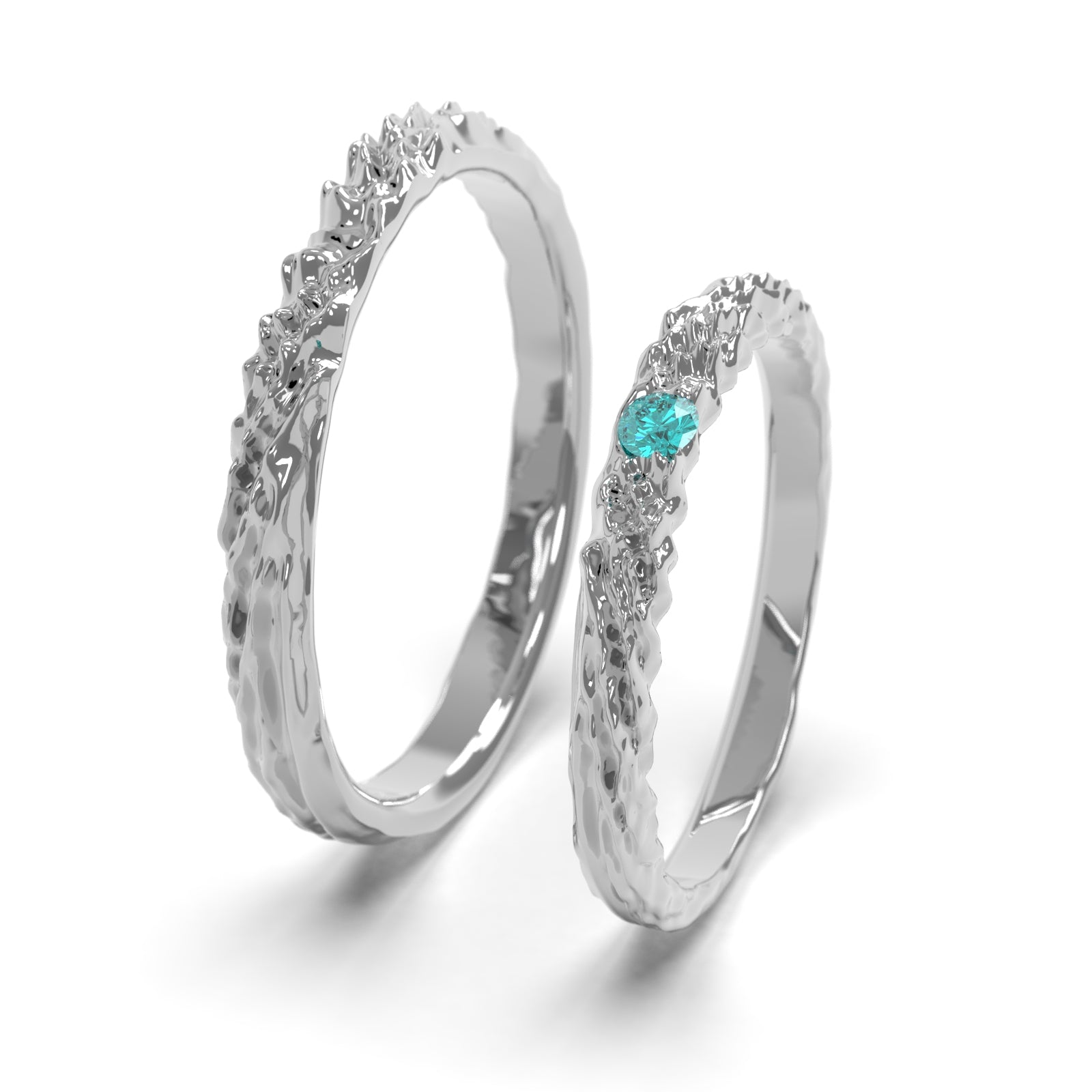 Nacre glint - designové snubní prsteny s briliantem 0.10ct bílé zlato - rhodiováno - 14kt 6,79 g - antonielecher