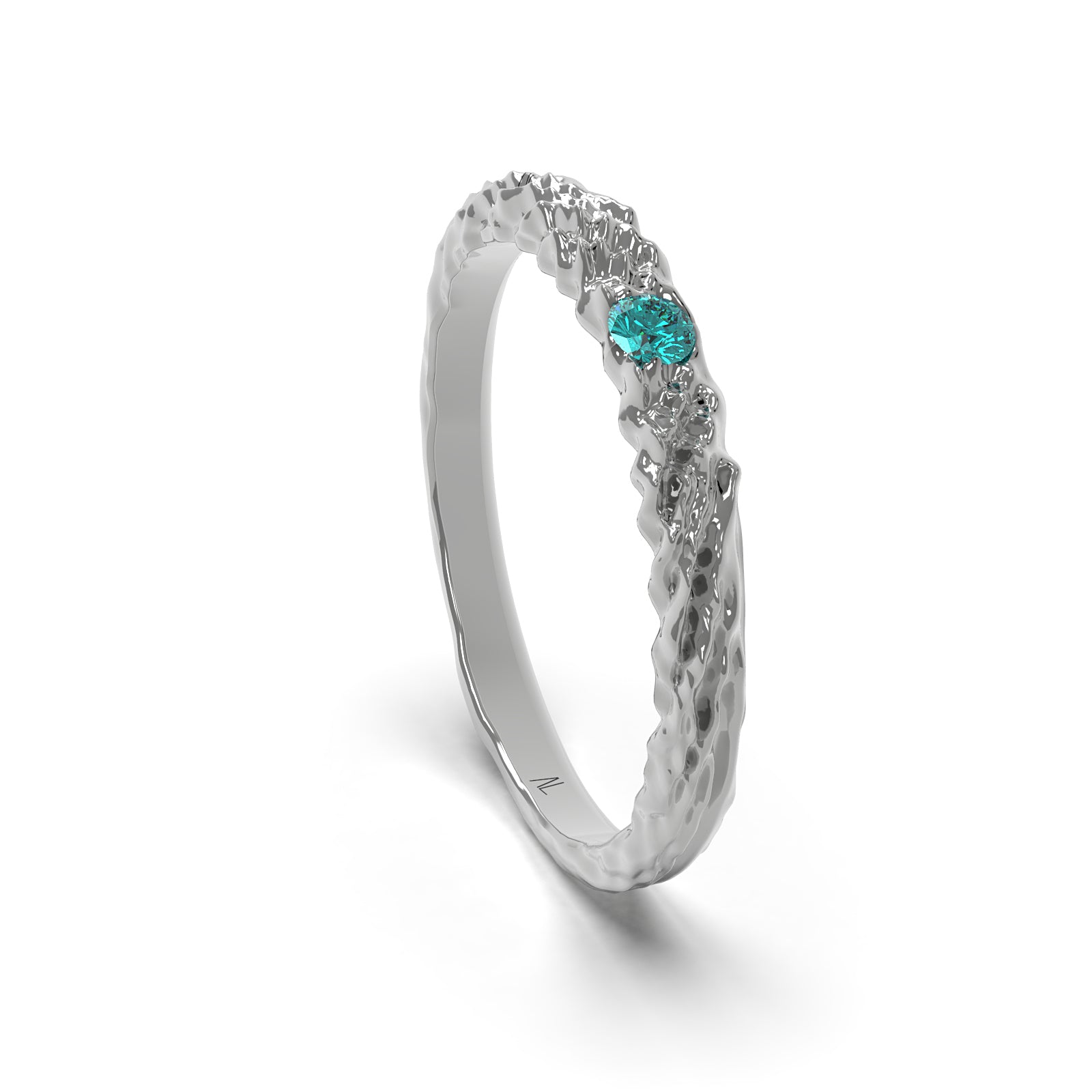 Nacre glint - designový zásnubní prsten s briliantem nebo smaragdem 0.10ct Sl1/G bílé zlato 14kt 3.33 g - antonielecher