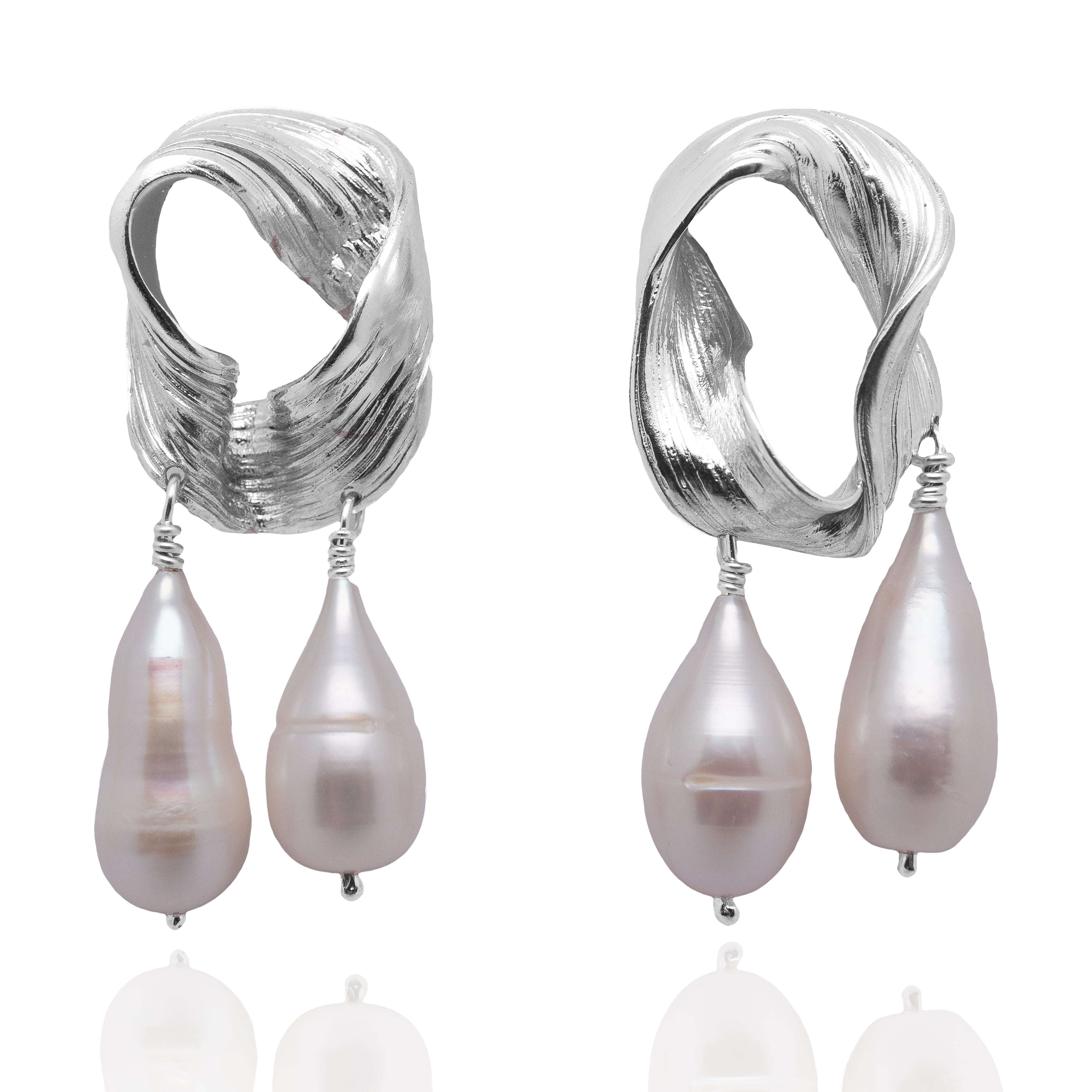 Flow II - stříbrné náušnice s perlami - 925/1000 ag cca 14 g NA OBJEDNÁNÍ