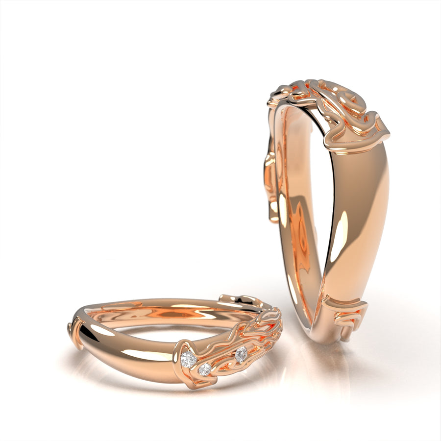 Nacre Nexus - designer wedding rings in 14 kt yellow gold with diamonds approx. 7.44 g