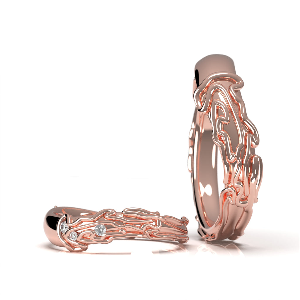 Nexus - snubní prsteny ze žlutého zlata s diamanty