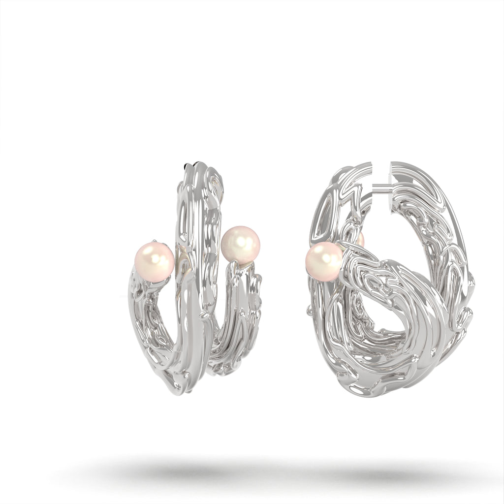 Octo - moderní stříbrné náušnice s perlami