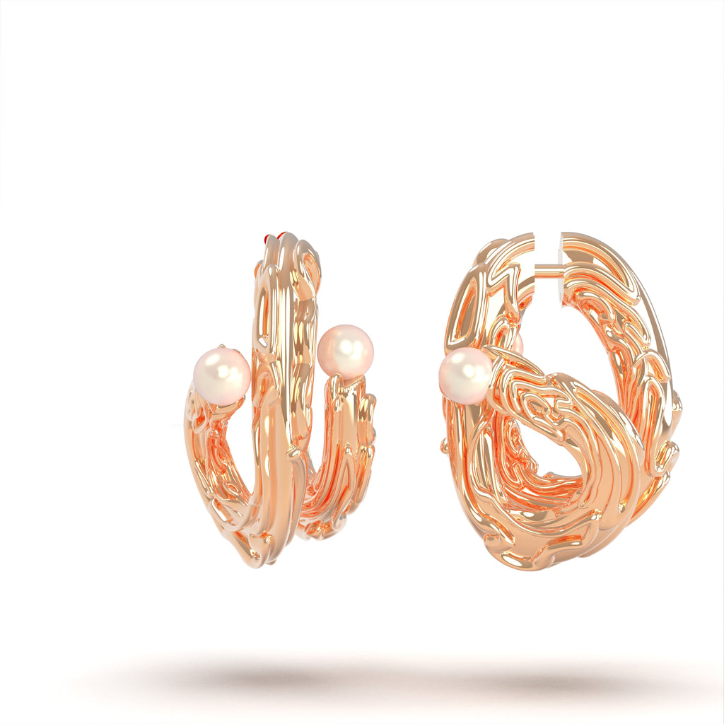 Octo - moderní stříbrné náušnice s perlami