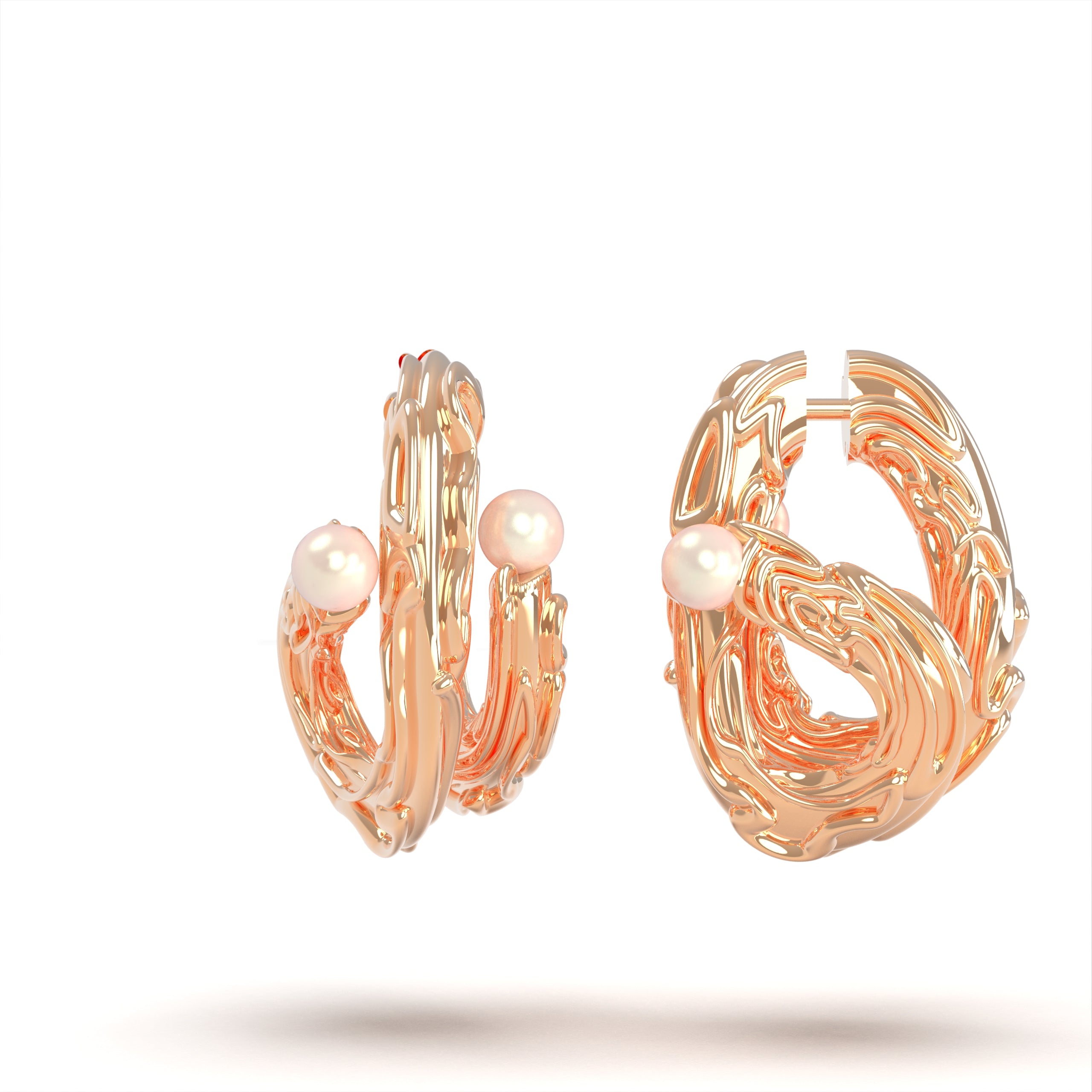 Octo - moderní zlaté náušnice s perlami