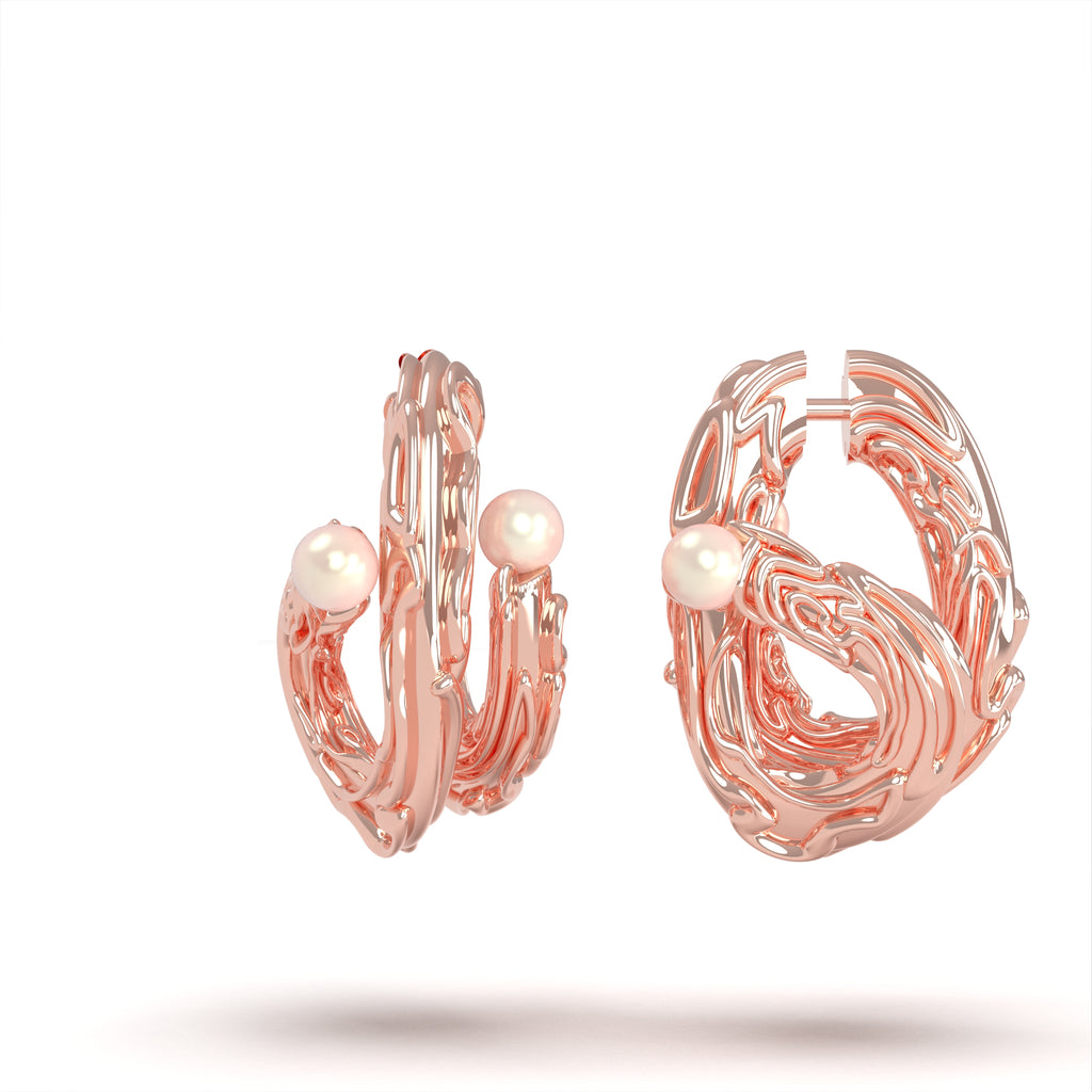 Octo - moderní stříbrné náušnice s perlami