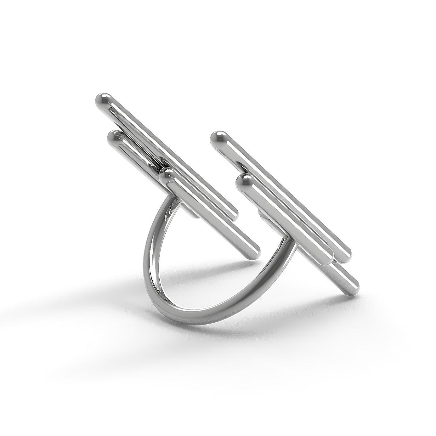 Designový prsten Space Vertikal bílé zlato 4.80 g (au / ag) - antonielecher