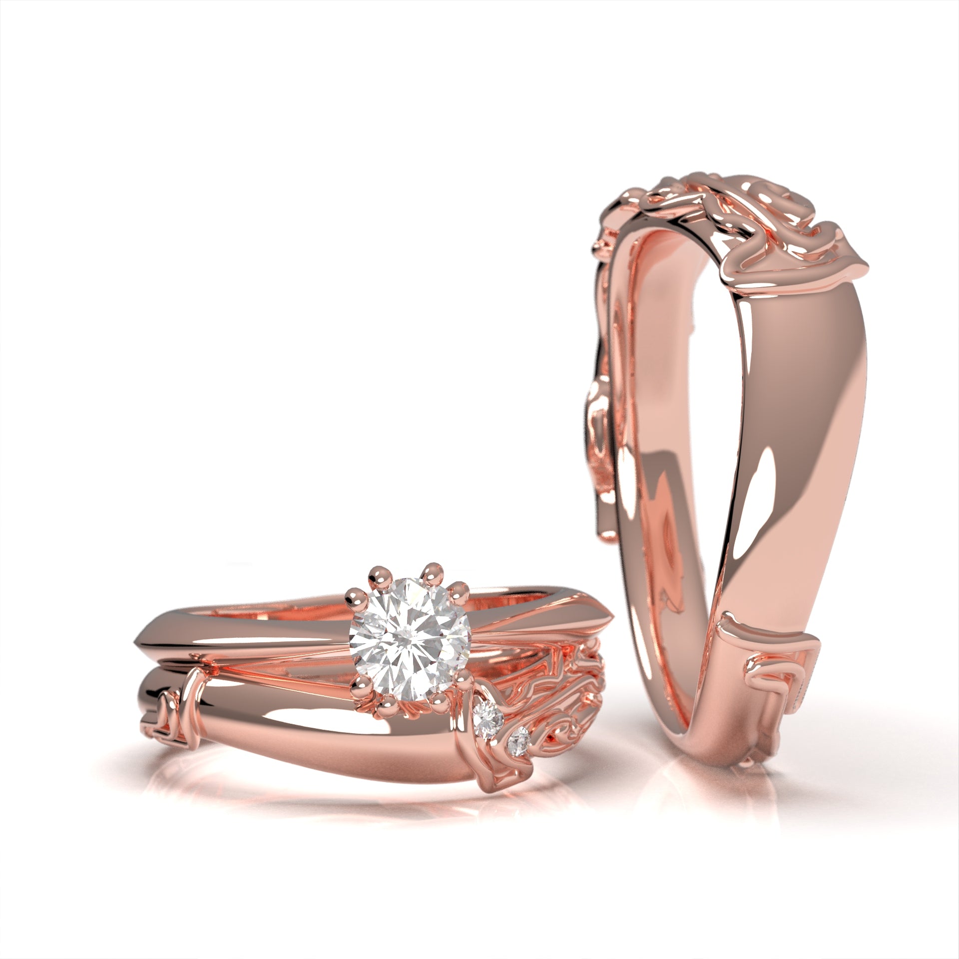 Teneritas - zásnubní prsten z růžového zlata s diamantem