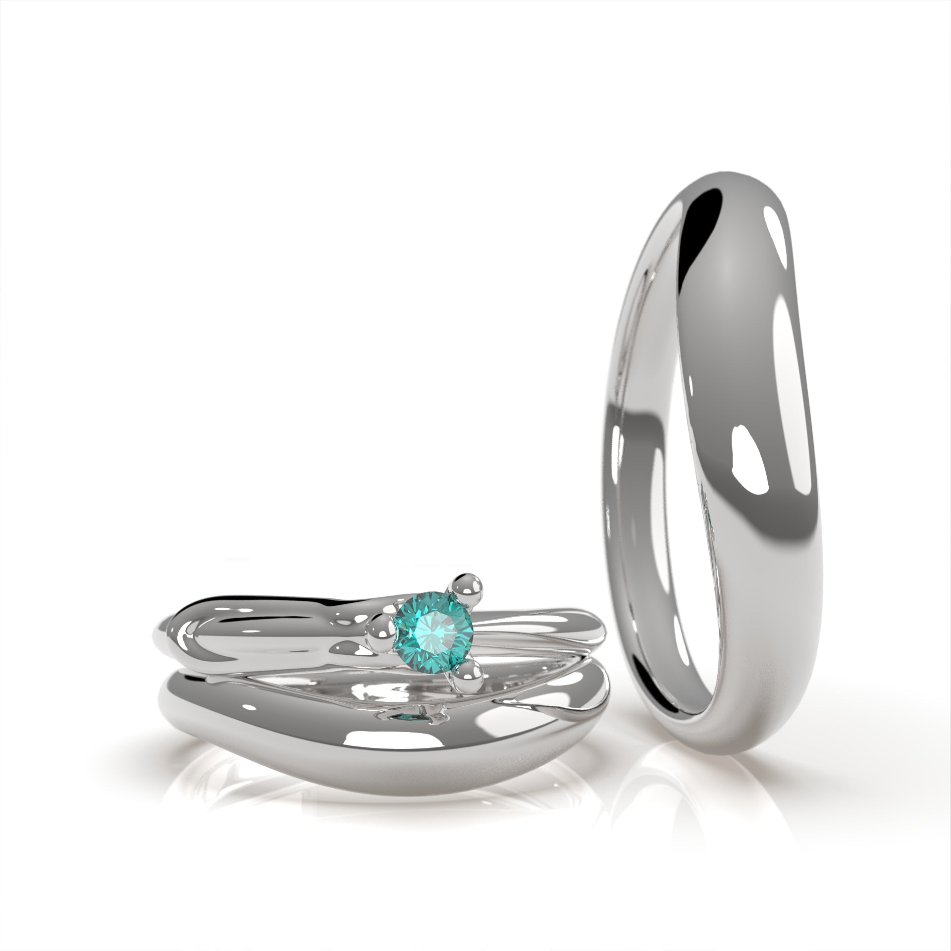 Universe - snubní prsteny ze bílého zlata