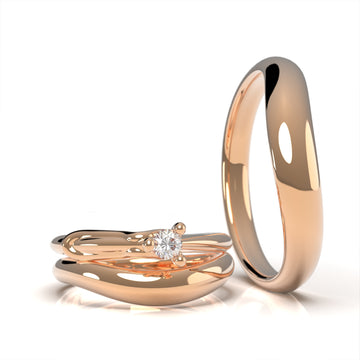 Nacre Universe - designer wedding rings in 14 kt yellow gold 6.04 g