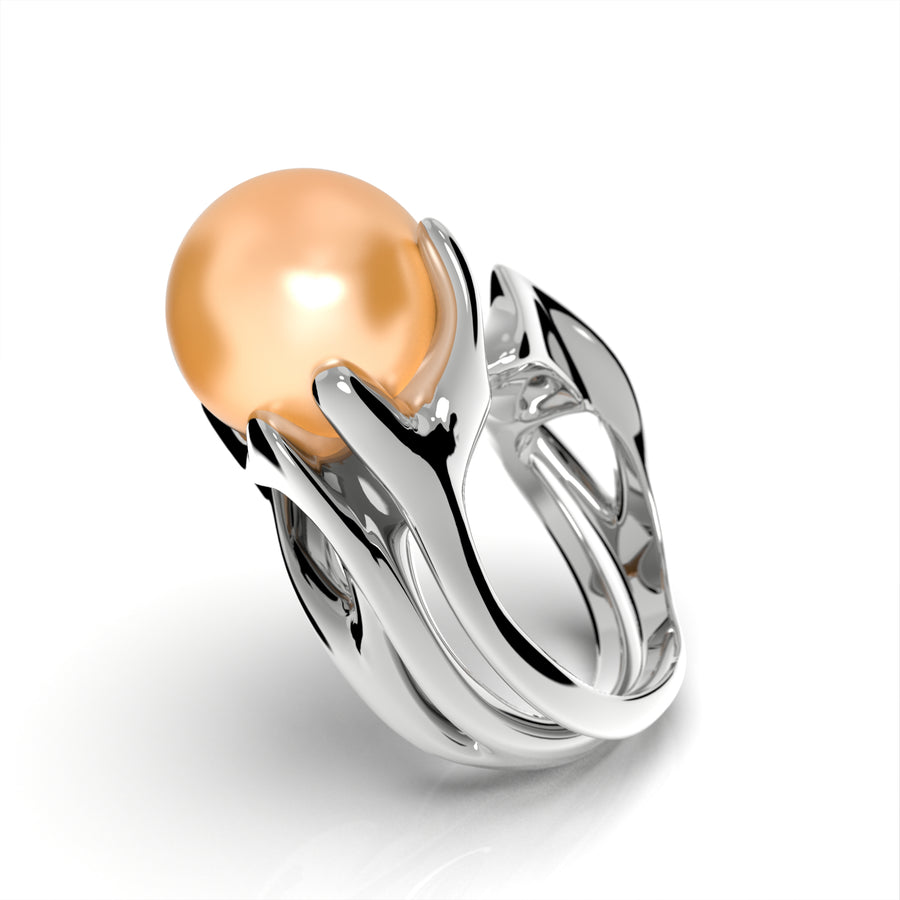 Radiozoa - designer ring with sea pearl (AA) - Au 585/1000 approx. 18.83 g 925/1000 ag approx. 15 g