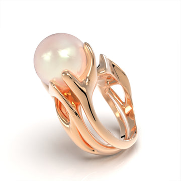 Radiozoa - designer ring with sea pearl (AA ) - Au 585/1000 approx. 18.83 g 925/1000 ag approx. 15 g