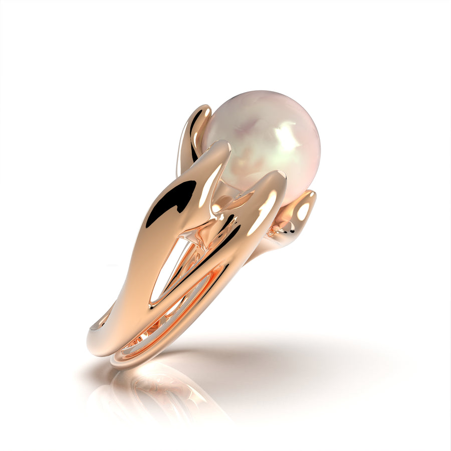 Radiozoa - designer ring with sea pearl (AA ) - Au 585/1000 approx. 18.83 g 925/1000 ag approx. 15 g