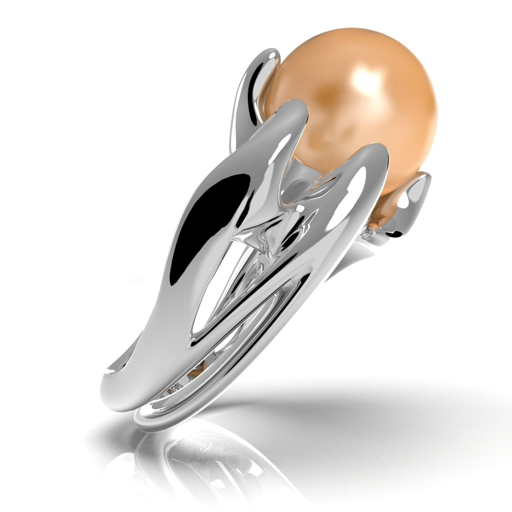 Radiozoa - designový prsten s mořskou perlou (AA) - Au 585/1000 cca 18,83 g  925/1000 ag cca 15 g