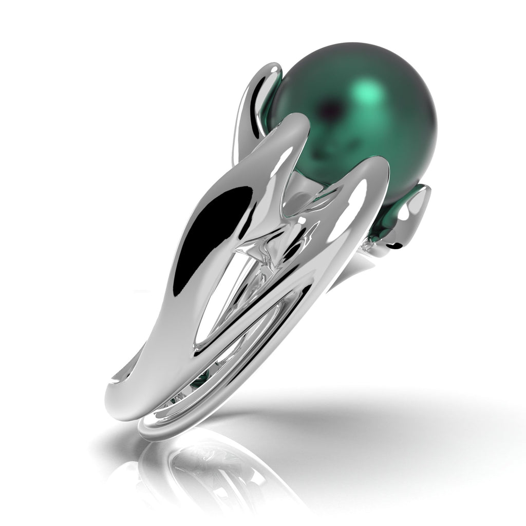 Radiozoa - designový prsten s Tahiti mořskou perlou (AA ) - Au 585/1000 cca 18,83 g  925/1000 ag cca 15 g